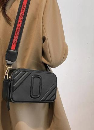 21x12 см клатч сумка сумочка через плечо широкий ремень черная
