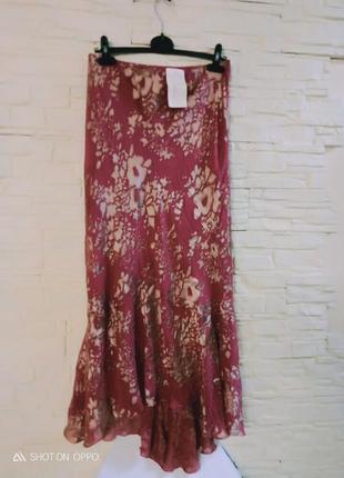 Длинная летняя юбка из натурального шелка,46-48 размер