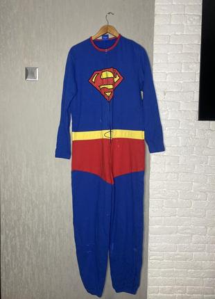 Утепленный кигуруми супермен тепла цельная пижама слип next, xl