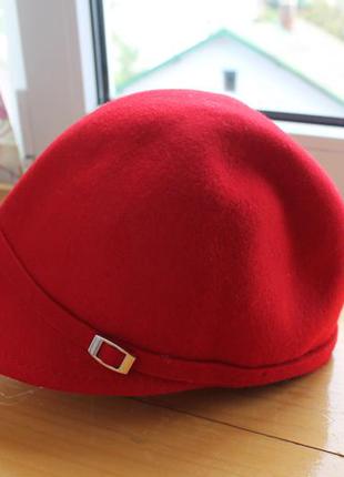 Шерстяная шляпа красная капелюх  zara classic cloche women woo...