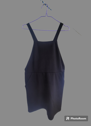 Черный базовый сарафан платье мини платье короткая