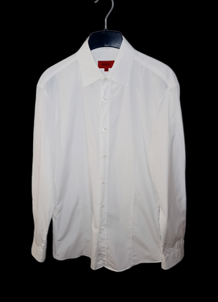 Hugo boss белая приталенная рубашка