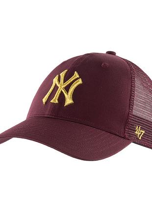 Бейсболка 47 Brand MLB New York Yankees Branson Metallic Бордо...