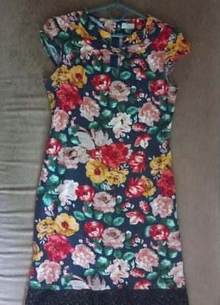 Женское летнее платье, 40-42 S , ткань - лён, б.у.
