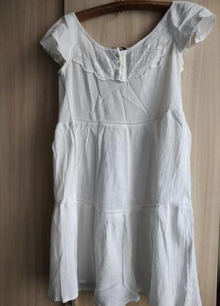 Платье сарафан белый легкий летний жатка