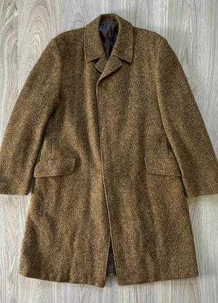 Оригинальное винтажное шерстяное пальто harris tweed