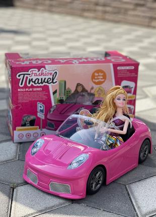 Машина кабриолет с куклой Барби 30 см розовый, автомобиль для ...