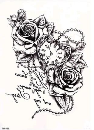 Тату tattoo временное татту наклейка на тело одноразовая розы ...
