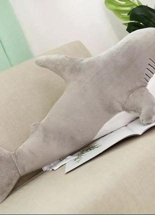 Акула 140 см серая мягкая игрушка подушка   ikea икеа детский ...