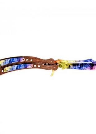 Сувенирный деревянный нож "бабочка радуга" bal-r