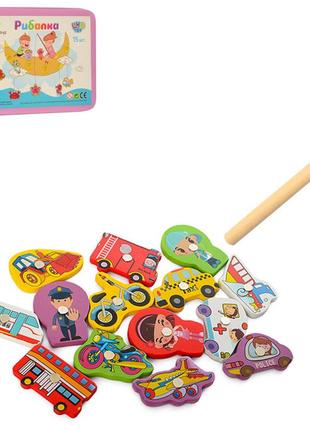 Деревянная игрушка рыбалка md 0950-57,  магнитные фигкуры, удо...