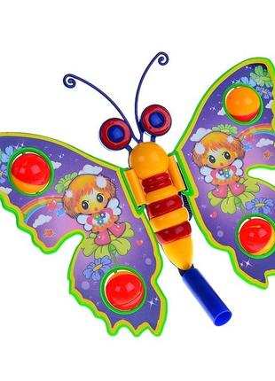 Детская каталка на палочке бабочка 305 машет крыльями (фиолето...
