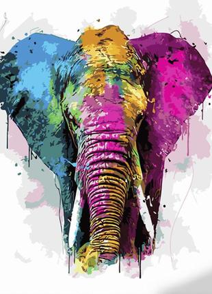 Картина по номерам strateg премиум разноцветный слон размером ...