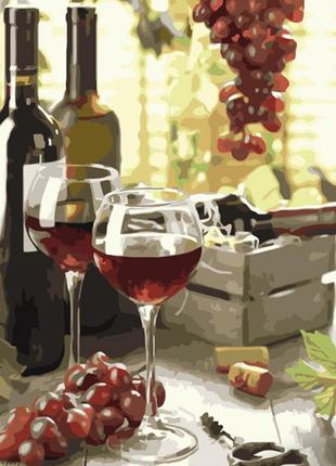 Картина по номерам strateg премиум вино в бокалах размером 40х...
