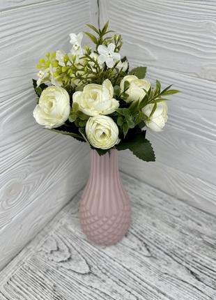 Букет искусственных цветов пионовидная роза белый 30 см