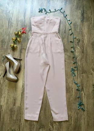 Розовый комбинезон с карманами, корсетом