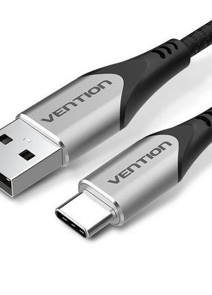 Кабель зарядный Vention USB Type C 3A 18W в оплетке 3м Black (...