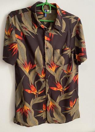 Рубашка divided h&amp;m мужская в тропический принт