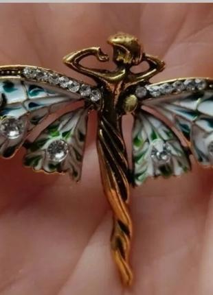 Брошка брошка дівчина метелик метал золотистий красивий ельф