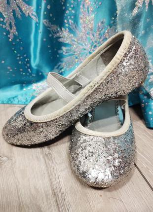 Святкові блискучі  туфельки туфлі принцеса ельза сніжинка