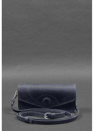 Шкіряна сумка-футляр для окулярів (мінісумка) синій Crazy Horse