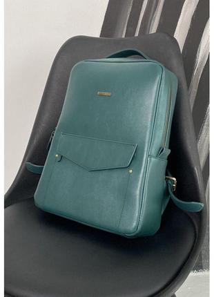 Шкіряний жіночий рюкзак на блискавці Cooper зелений крат