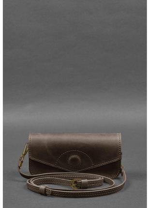 Шкіряна сумка-футляр для окулярів (мінісумка) темно-коричневий...