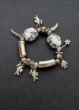Вінтажний браслет із янголочками, метал кераміка Італія.