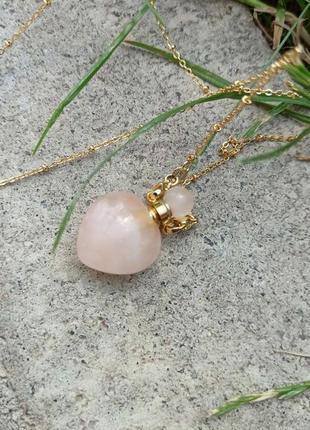 Підвіска кулон рожевий кварц арома-кулон натуральне каміння