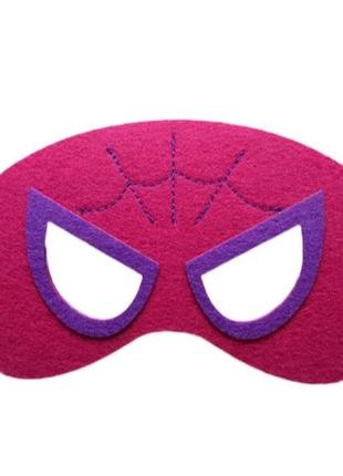 Детская маска Спайдермен розовая, размер маски 16*9см