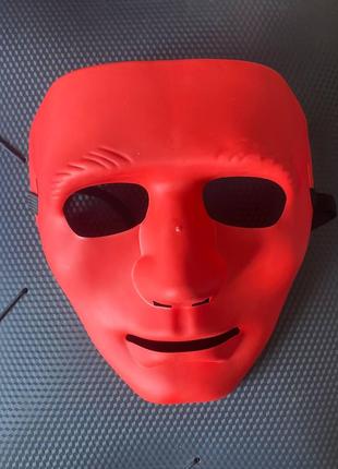 Маска лицо человека (Красная), маска мима, безликий