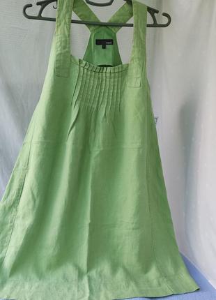 Сукня міді/сарафан зі 100 % льону в зеленому next, розмір uk14...