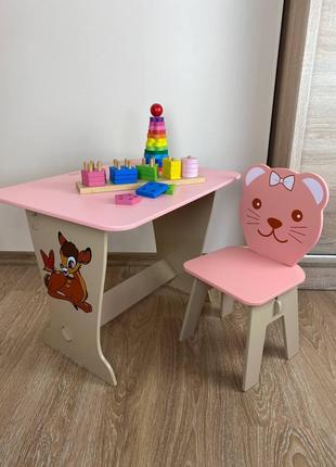 Вау! Детский стол розовый! Стол-парта классическая и стульчик....