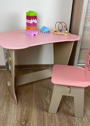 Вау!Детский стол розовый!Стол-парта с крышкой облачко и стуль...
