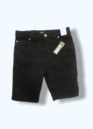 Стильные джинсовые черные шорты бриджи