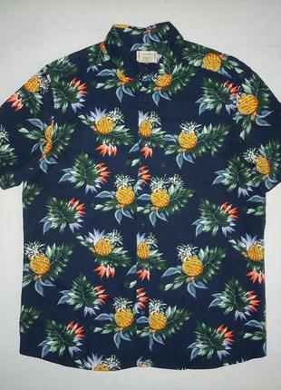 Рубашка  гавайская george casual cotton темная гавайка (l-xl)