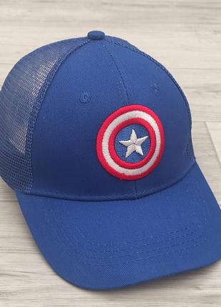 Кепка детская бейсболка Капитан Америка с сеточкой Синий 50-54...