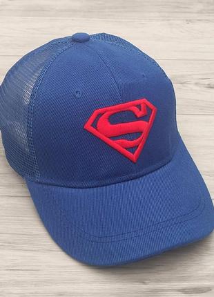 Кепка дитяча бейсболка Супермен (Superman) з сіточкой Синій 50...