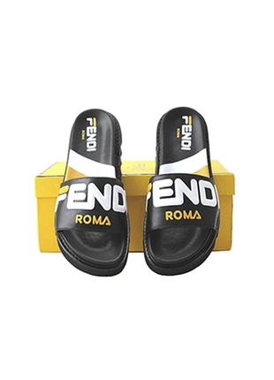 Женские черные шлепанцы fendi roma