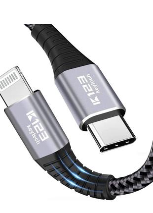 K123 Keytech USB C — кабель Lightning 3,3 фута, [Apple MFi Cer...