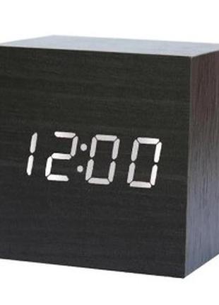 Настольные цифровые светодиодные часы usb деревянный квадратный