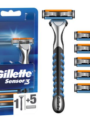 Бритва Gillette Sensor 3 с 6 сменными картриджами (7702018550807)