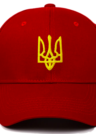 Кепка-бейсболка Герб Украины, вышитый тризуб Бордовая