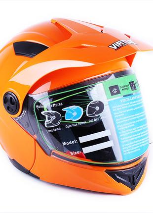 Шлем мотоциклетный закрытый трансформер MD-900 VIRTUE (оранжев...