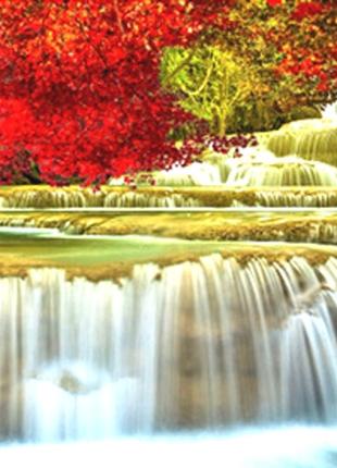Алмазная мозаика Водопад Осень Пейзаж 30*92 см. Набор алмазной...
