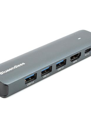 USB-хаб Blueendless USB Type-C - HDMI, LAN, 3xUSB 3.0 Type-A, ...
