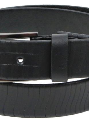 Мужской кожаный ремень для брюк Skipper Украина 1471-35 черный