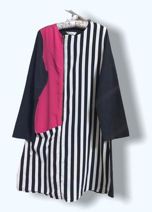 Длинная блуза туника платье с горизонтальными полосками