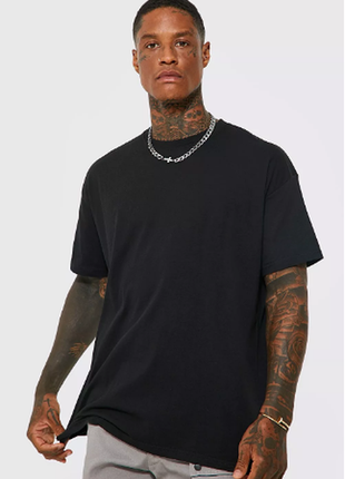 Чоловіча однотонна футболка boohooman, розмір s, чорний