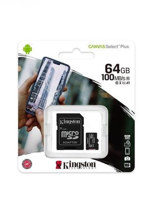 Карта Памяти Kingston Canvas Select Plus microSDXC (UHS-1) 64g...